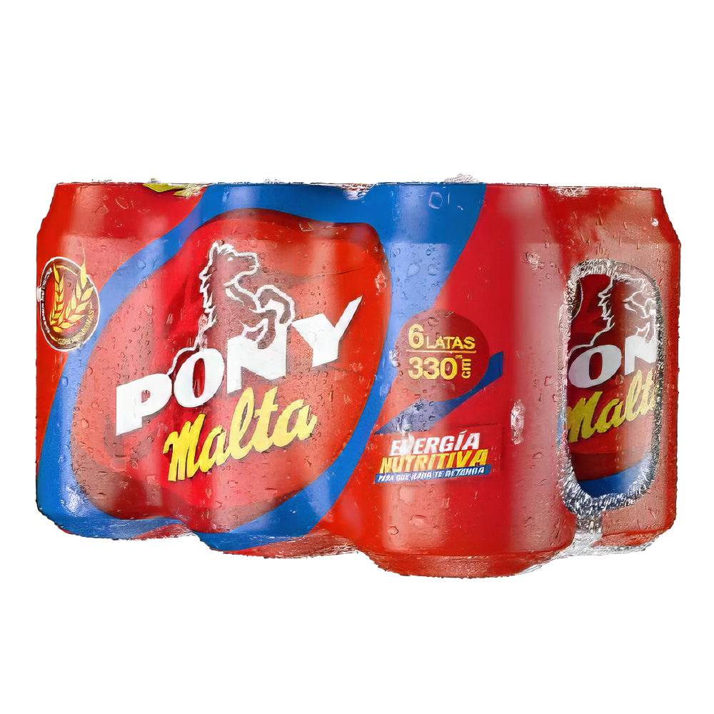 Pony Malta 330cm2 six pack – Traditional Colombian Malt Beverage six pack.