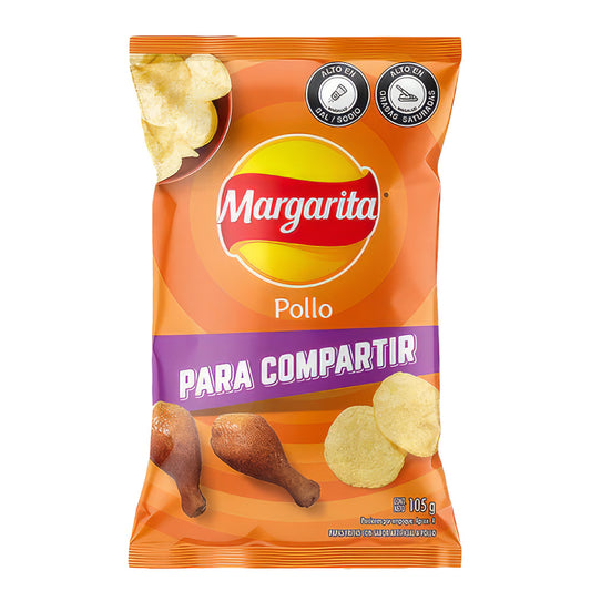Papas Margarita sabor Pollo 105g - Chicken Flavored Potato Chips, Colombian Snack 3.70 oz